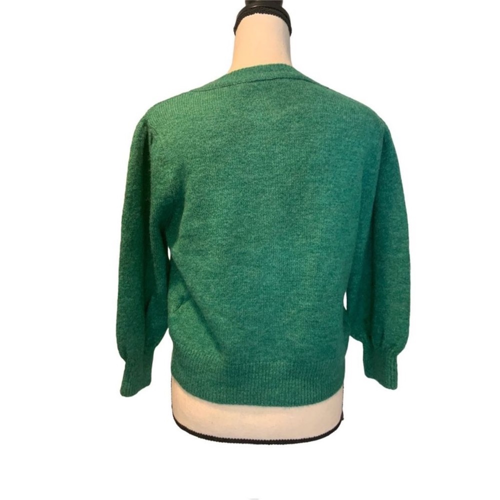 Zara Green Sweater Cardigan with flower gems - Picture 3 of 12
